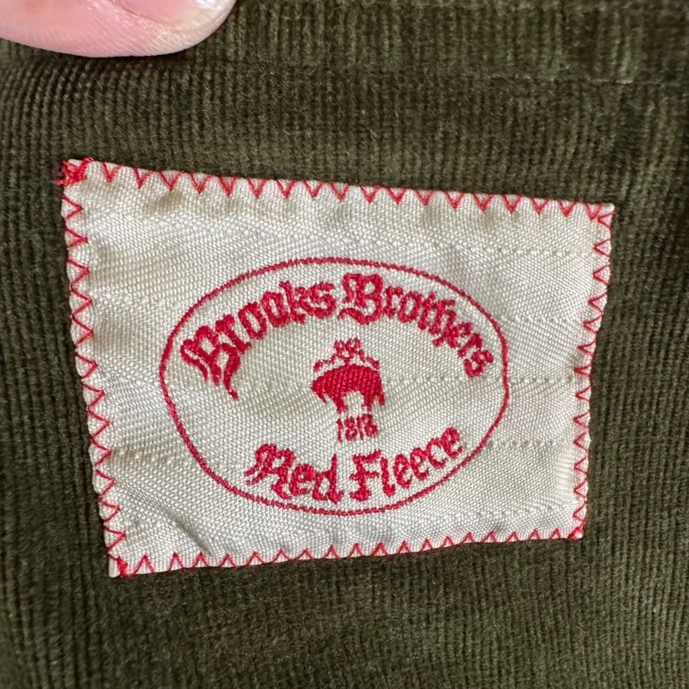 Brooks Brothers Red Fleece Sport Coat Mens 40R Corduroy Slim Olive Green Blazer